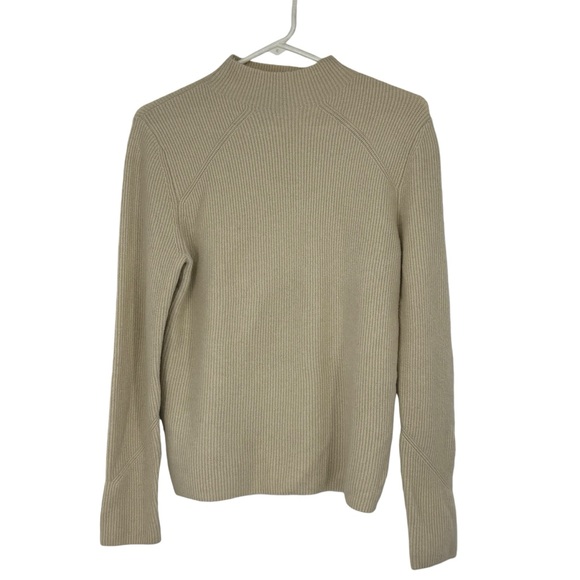 Ann Taylor LP Cream Colored Acrylic/Nylon/Wool/Spandex Ribbed Mock Neck Sweater - Picture 1 of 10